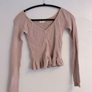 Blush Long Sleeve Sweater Top with Frill bottom. Size M can fit S